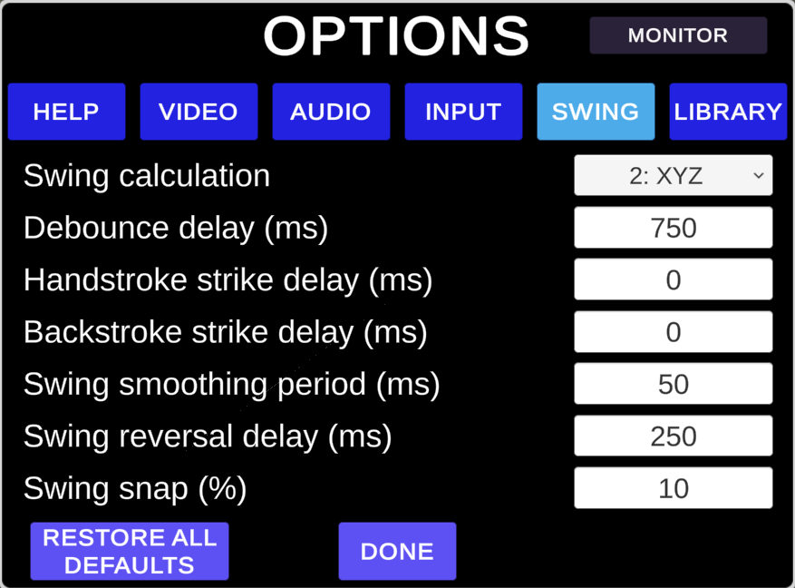 xyz swing calculation option